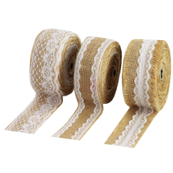 Jute bruiloft lint met kant